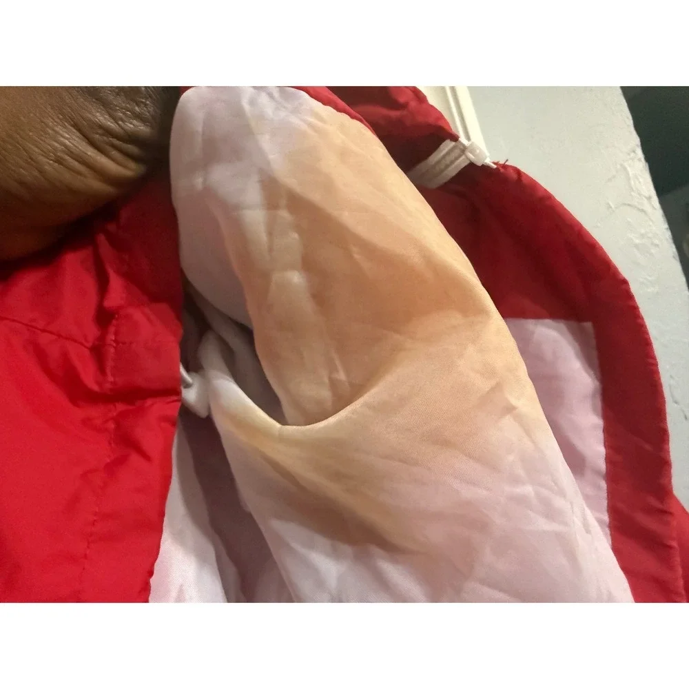 GARAGE Color Block‎ Windbreaker Jacket Hooded Red White Black Lightweight Women
